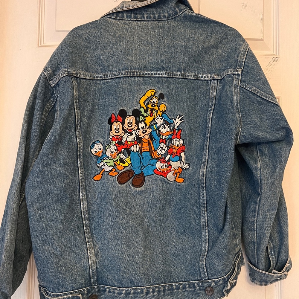 VINTAGE Disney Blue Denim Jacket with Logo Patch